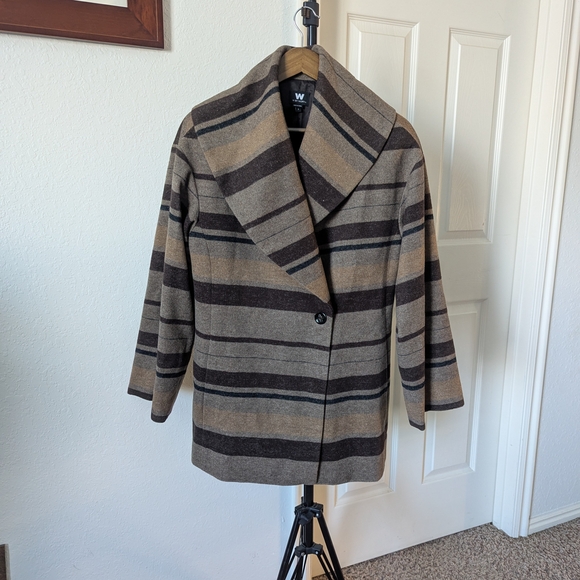 W by Worth Multicolor Striped Pea Coat - Picture 5 of 11